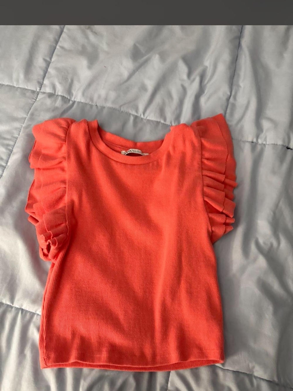 Zara Women’s size small Coral Ruffle Sleeve Knit Crop Top